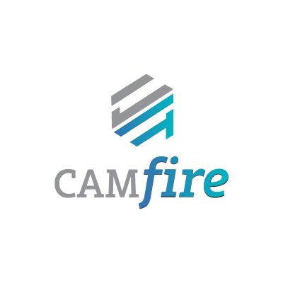 Logotipo oficial da CAMfire, expositor de detecção e alarme de incêndio na Expo Incêndio.