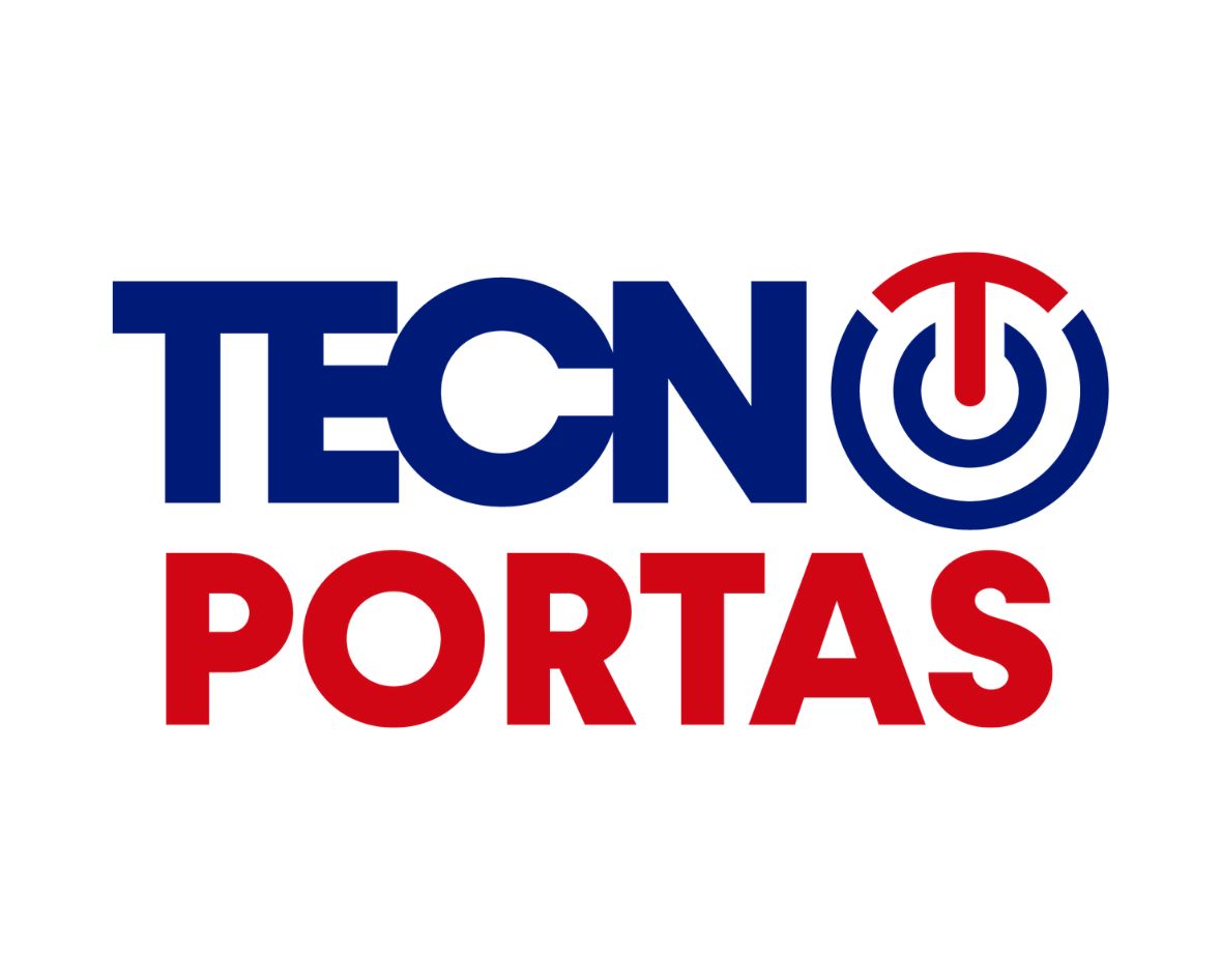 Logotipo oficial da Tecnoportas, expositor de proteção passiva na Expo Incêndio.
