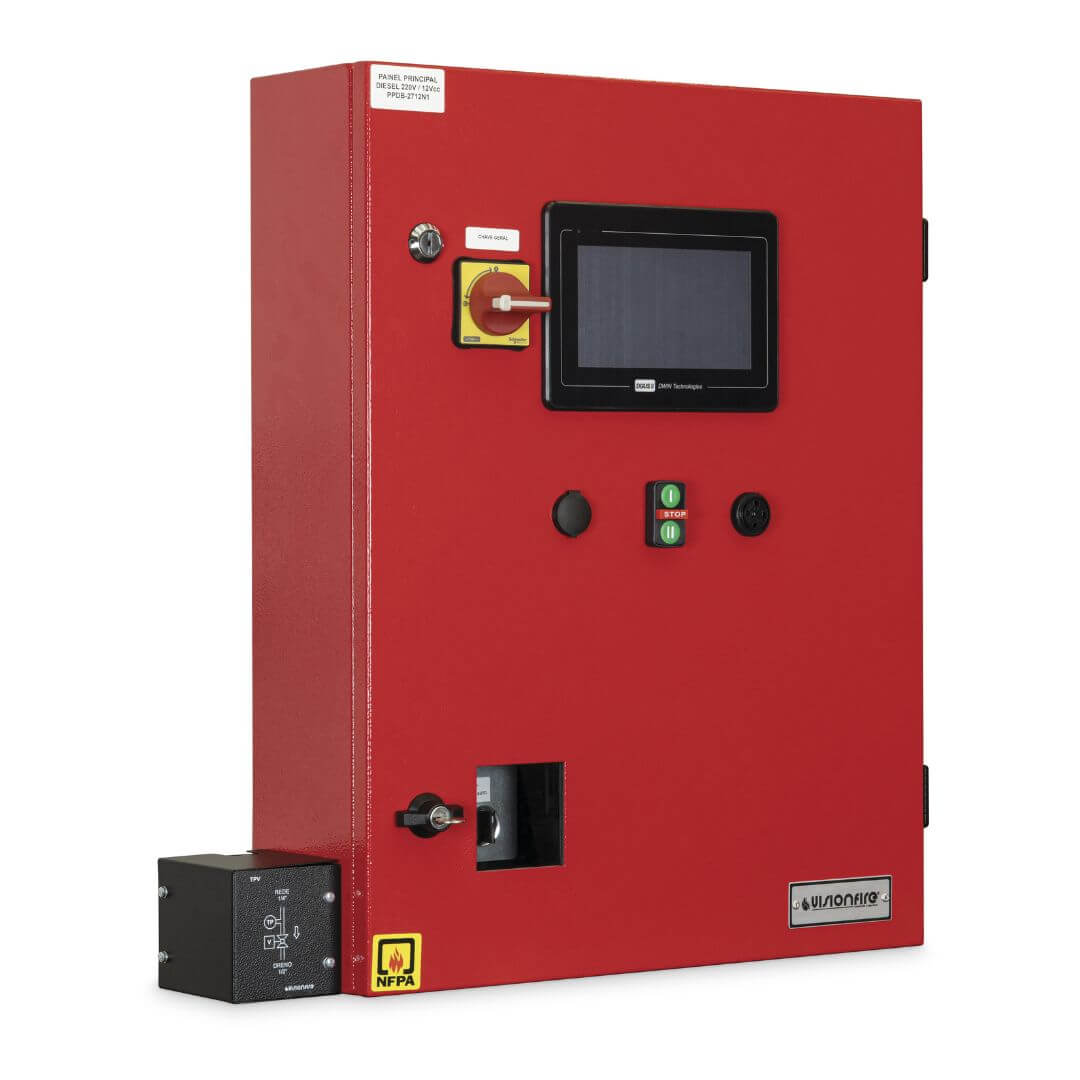 Quadro principal de gerenciamento diesel PPDB Visionfire com transdutor de pressão externo.